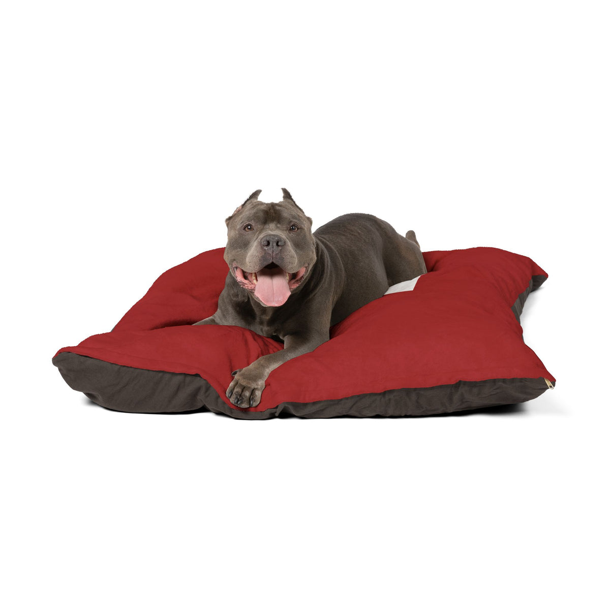 Luxe Paws Plush Pet Bed — Soft Red Dog & Cat Cushion with Logo