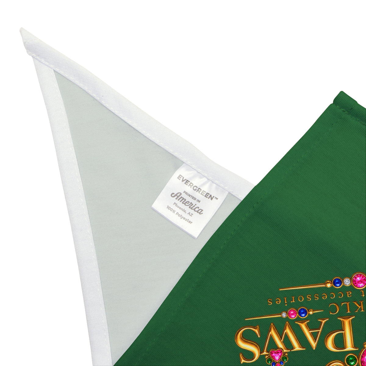 Luxe Paws Green Pet Bandana — Regal Pawprint Logo Dog & Cat Scarf