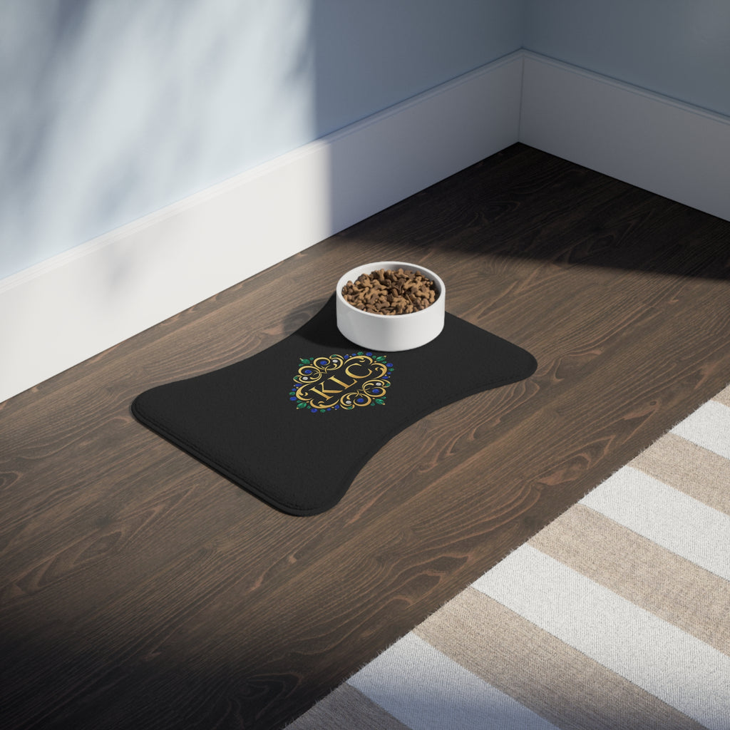 Monogram Pet Feeding Mat — Black Elegant Gold KLC Design