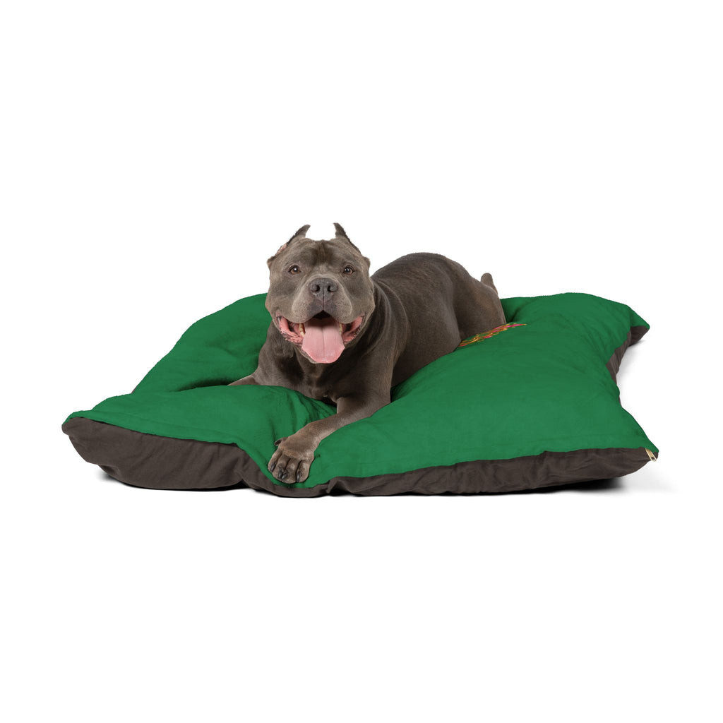 Luxe Paws Plush Pet Bed — Plush Purple Dog & Cat Cushion with Logo Patch