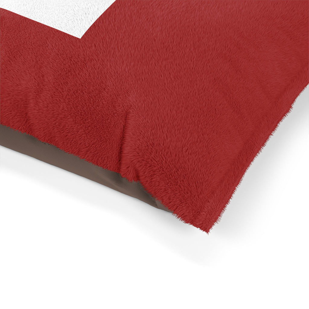 Luxe Paws Plush Pet Bed — Soft Red Dog & Cat Cushion with Logo