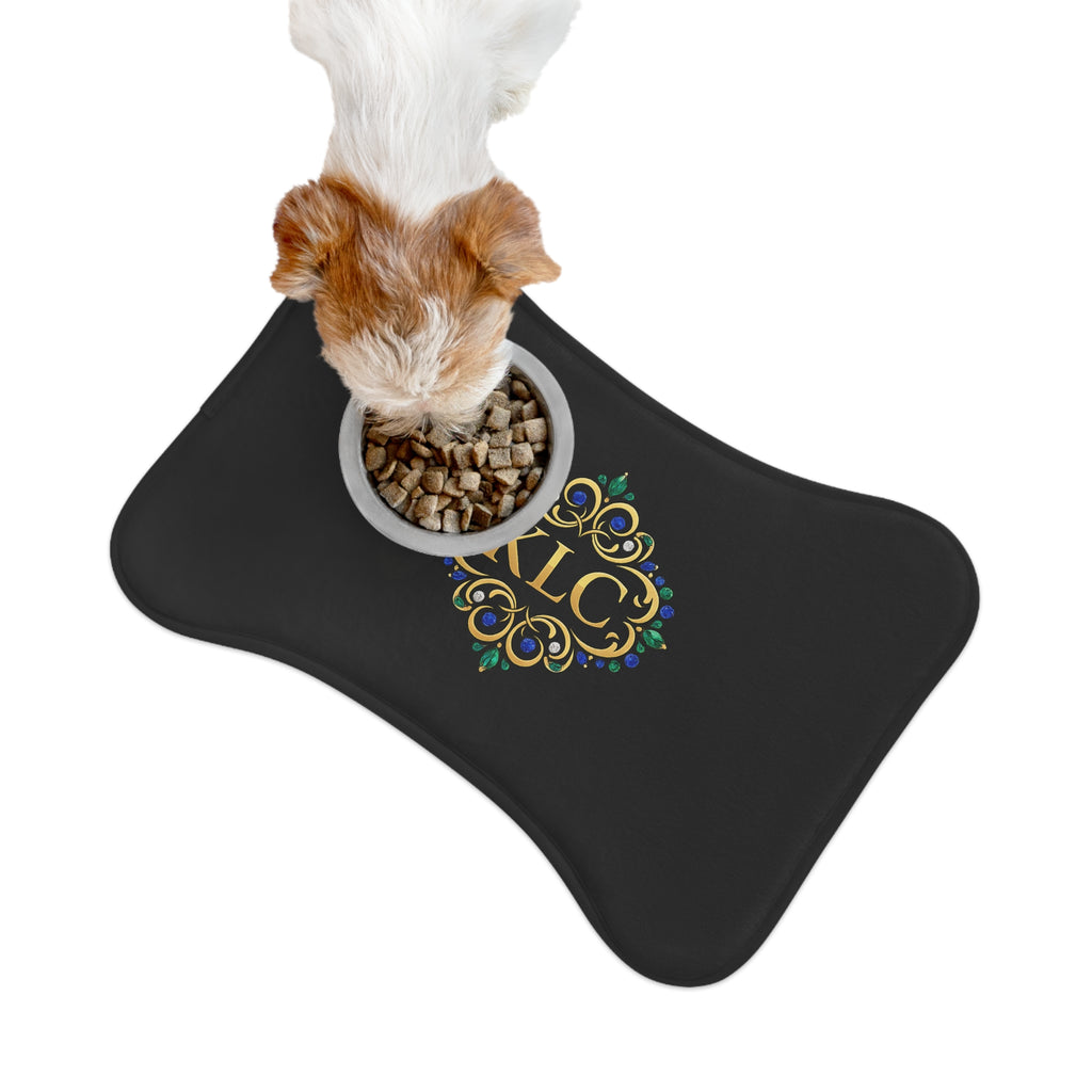 Monogram Pet Feeding Mat — Black Elegant Gold KLC Design