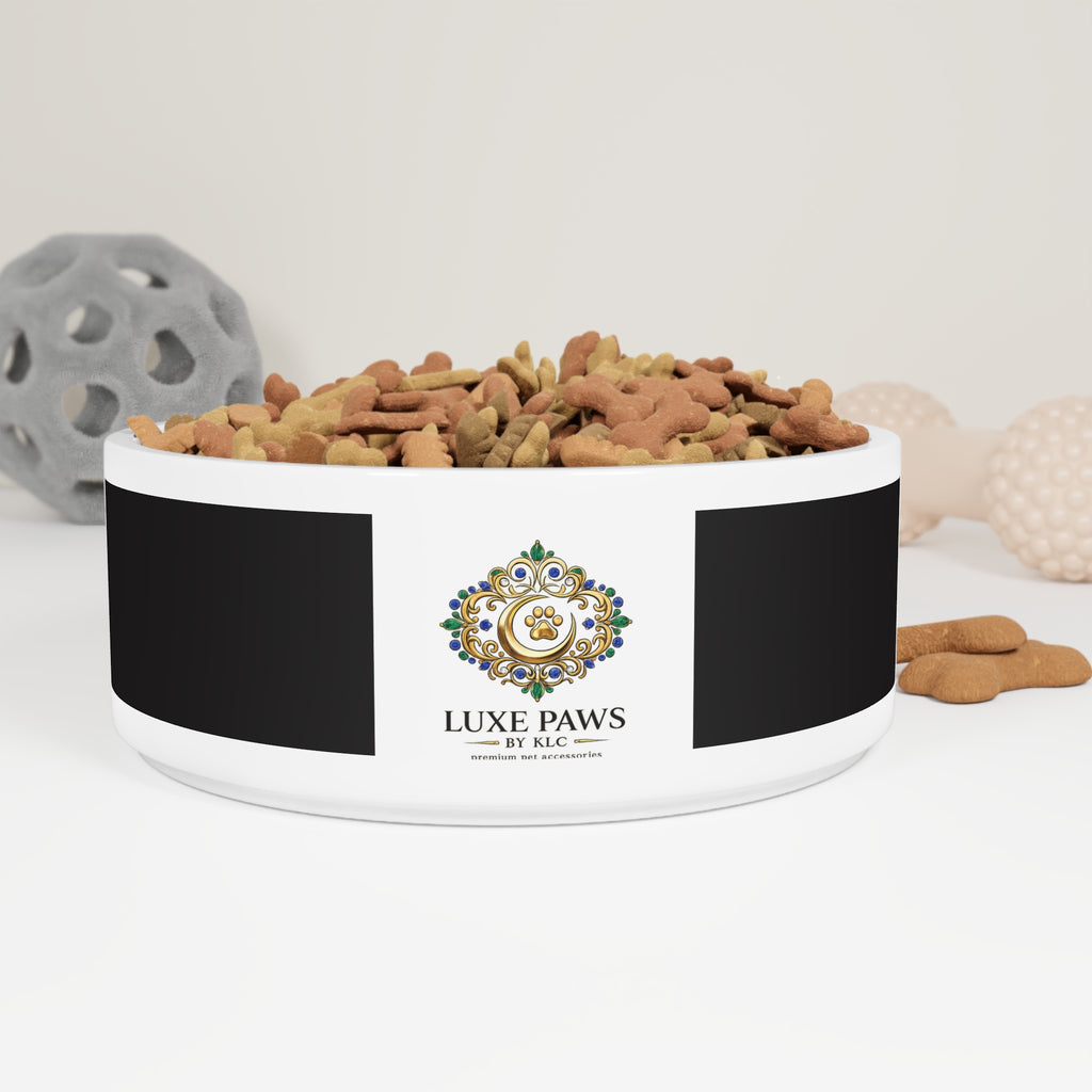 Luxe Paws Ceramic Pet Bowl – Elegant Black & Gold Designer Dog Bowl