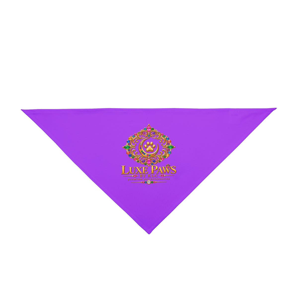 Luxe Paws Purple Pet Bandana — Gold Crest Dog & Cat Scarf