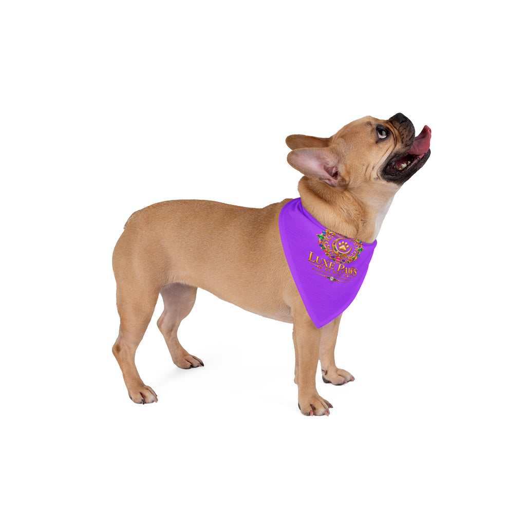 Luxe Paws Purple Pet Bandana — Gold Crest Dog & Cat Scarf