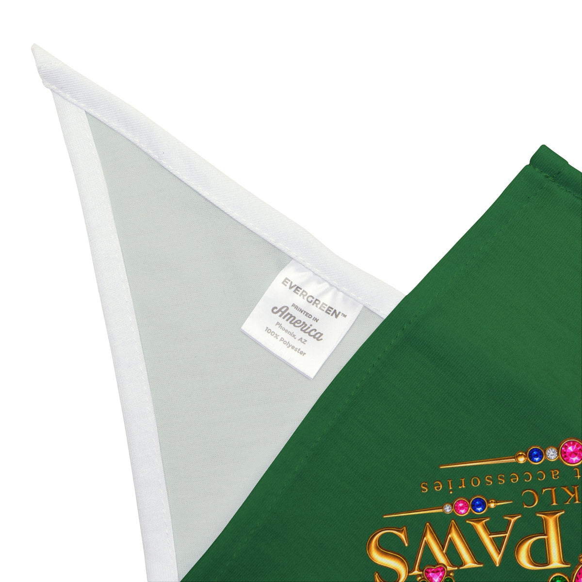 Luxe Paws Green Pet Bandana — Regal Pawprint Logo Dog & Cat Scarf