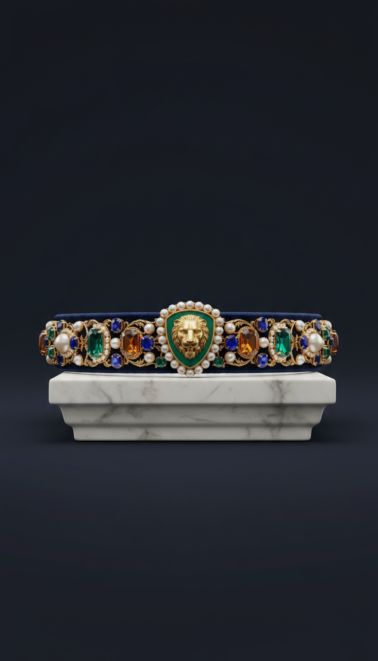 Jewel-Encrusted Leash With Satin Lining