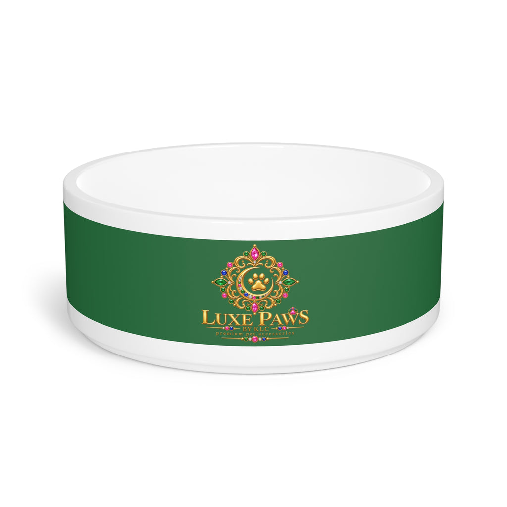 Luxe Paws Ceramic Pet Bowl — Emerald Green Designer Dog & Cat Feeding Dish