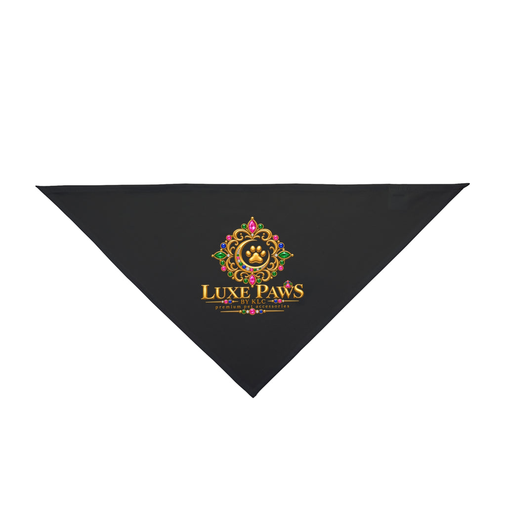 Luxurious 'Luxe Paws' Black Pet Bandana — Regal Pawprint Logo for Dogs & Cats