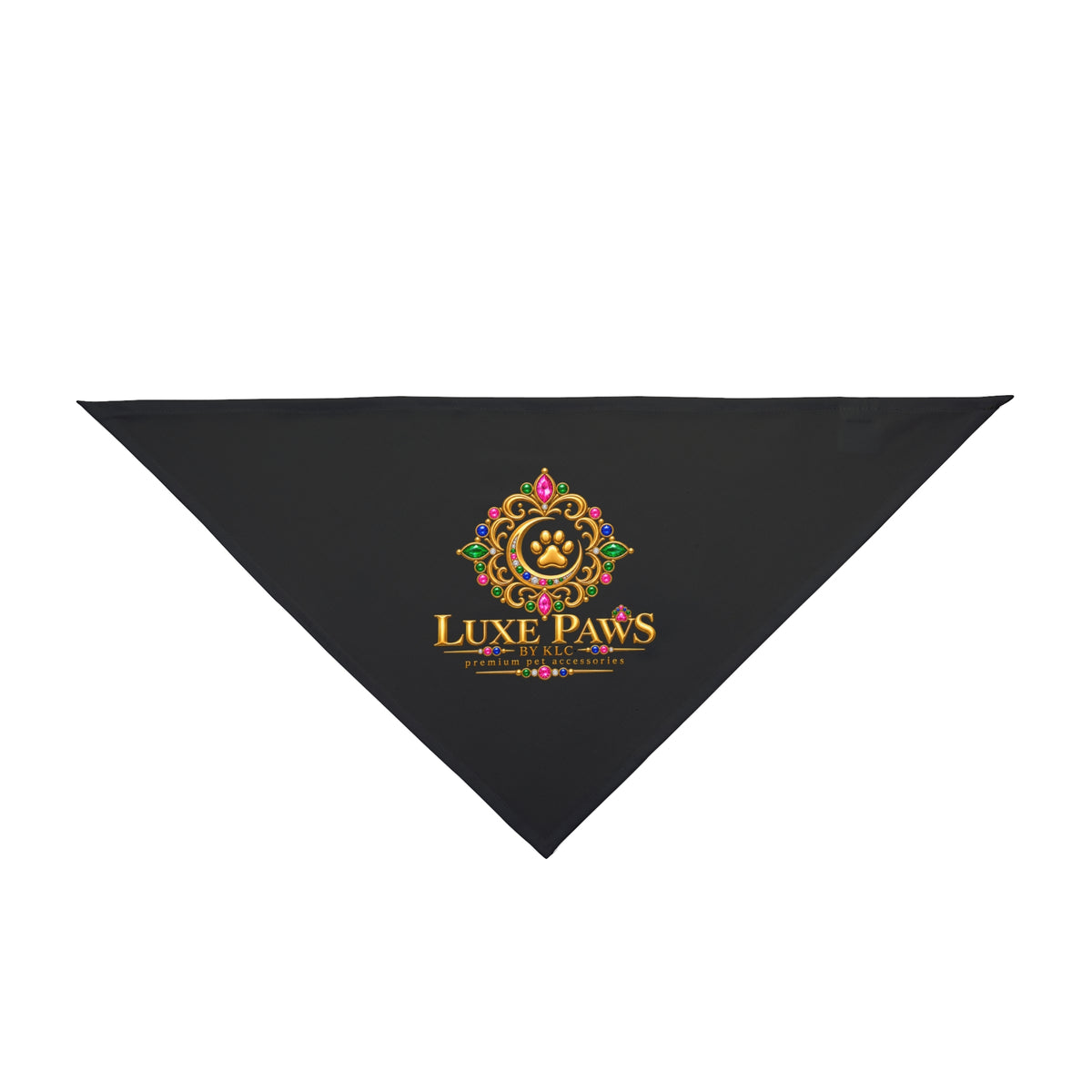 Luxurious 'Luxe Paws' Black Pet Bandana — Regal Pawprint Logo for Dogs & Cats