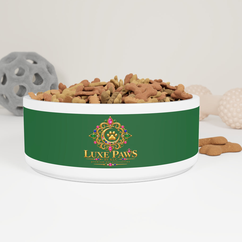 Luxe Paws Ceramic Pet Bowl — Emerald Green Designer Dog & Cat Feeding Dish