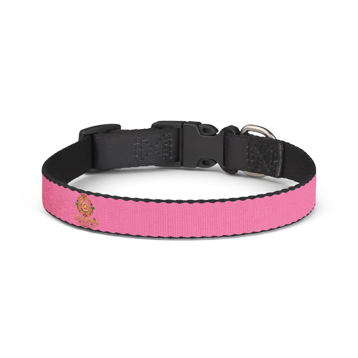 Pink Clip-On Pet Collar — Cute Pawprint Dog Collar for Small Dogs & Puppies